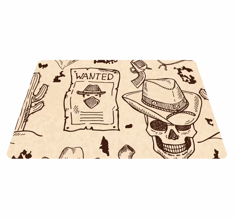 Vinyl teppich braun mit western icons laptop - TenStickers