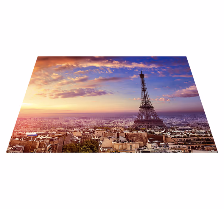 Vinyl teppich lila mit paris blick - TenStickers