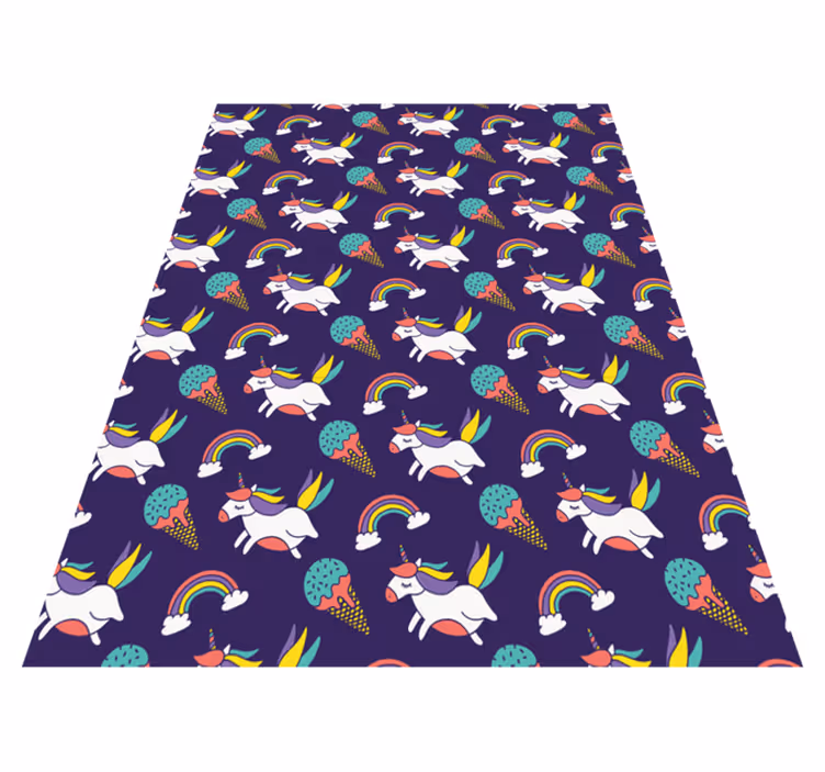 Vinyl teppich lila mit handgezeichnetem einhornmuster - TenStickers