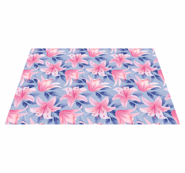 Vinyl teppich lila mit aquarellblumen in pink und lila - TenStickers