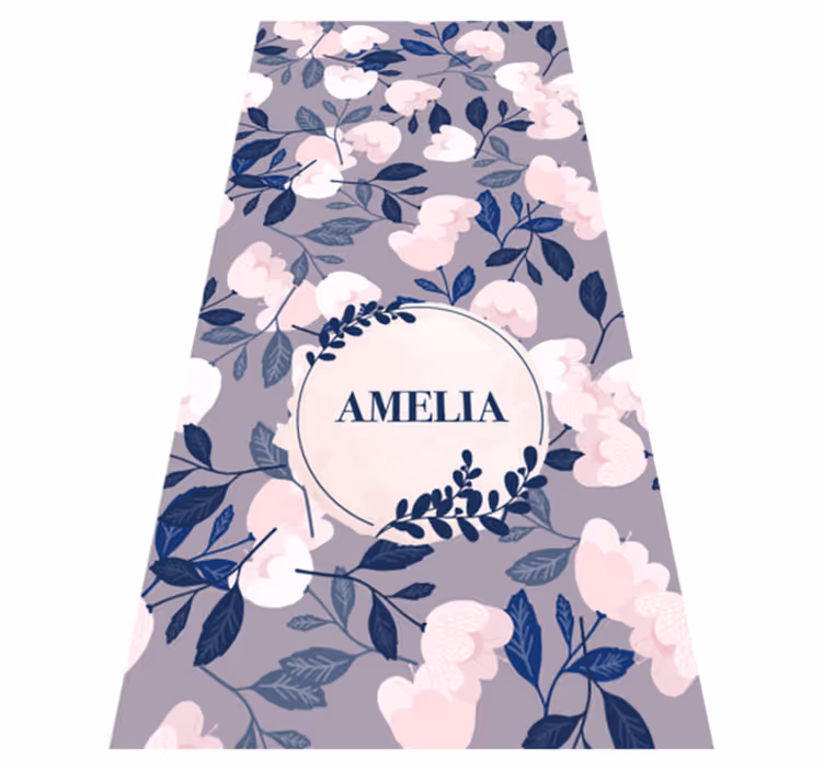 Vinyl teppich lila mit pastellfarbenen blumen - TenStickers
