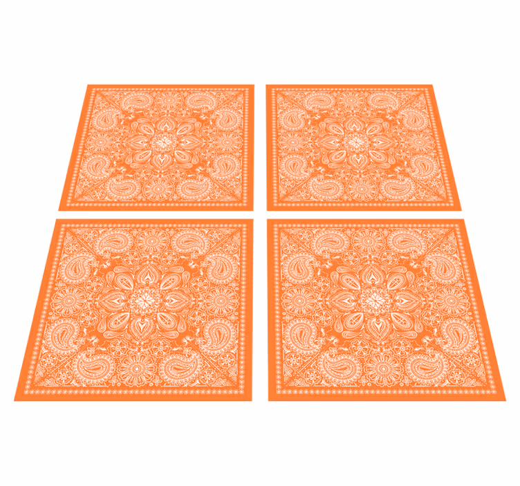 Vinyl teppich orange paisleymuster fliesen - TenStickers