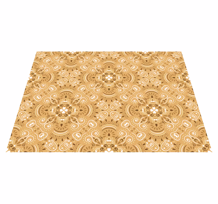 Vinyl teppich orange mit vintage beigem ornamentalmuster - TenStickers