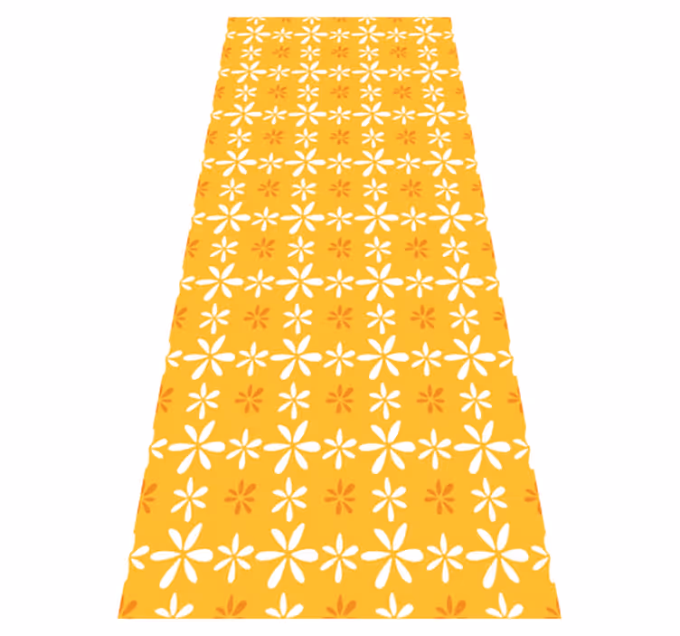 Vinyl teppich orange mit kleinen weißen blumen - TenStickers