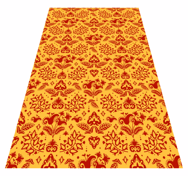 Vinyl teppich orange blumenlinien - TenStickers