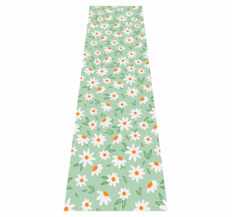 Vinyl teppich grün mit margeritenblumen - TenStickers