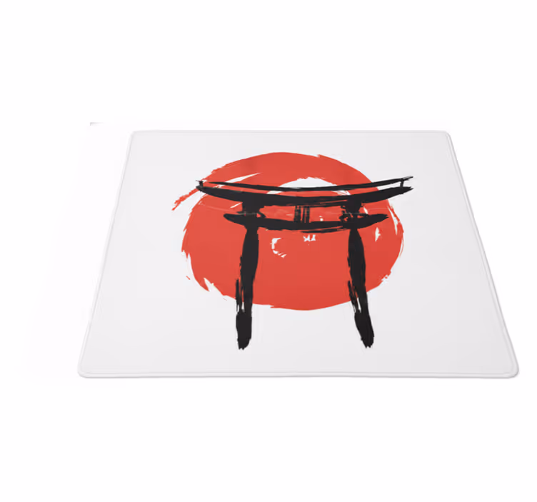 Vinyl teppich rot mit japanisch bemaltem tor - TenStickers