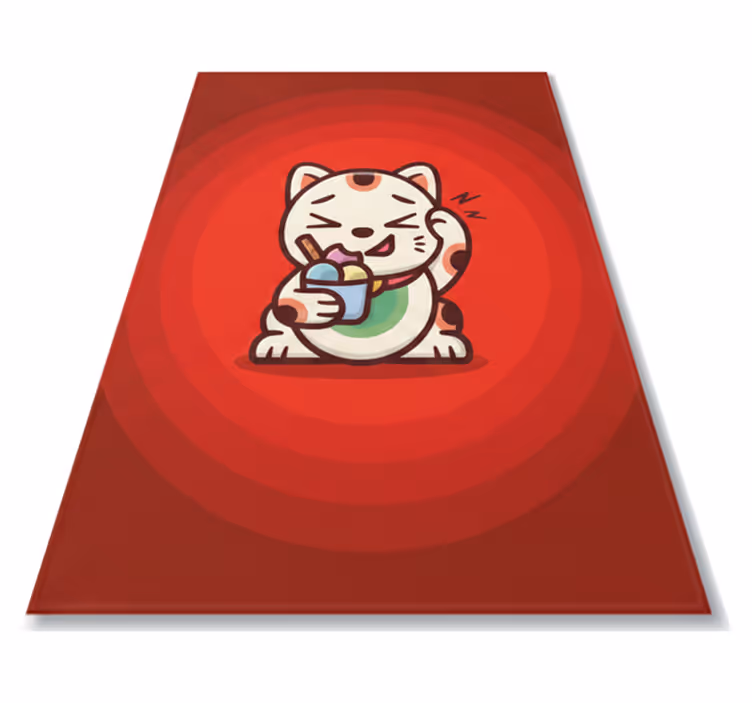 Roter vinyl teppich mit süßer katze und eiscreme - TenStickers