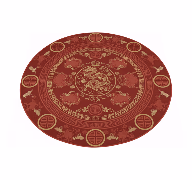 Vinyl teppich rot mit vintage muster im chinesischen stil - TenStickers