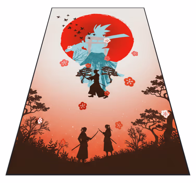 Roter vinyl teppich mit anime kämpfer sonnenuntergang - TenStickers