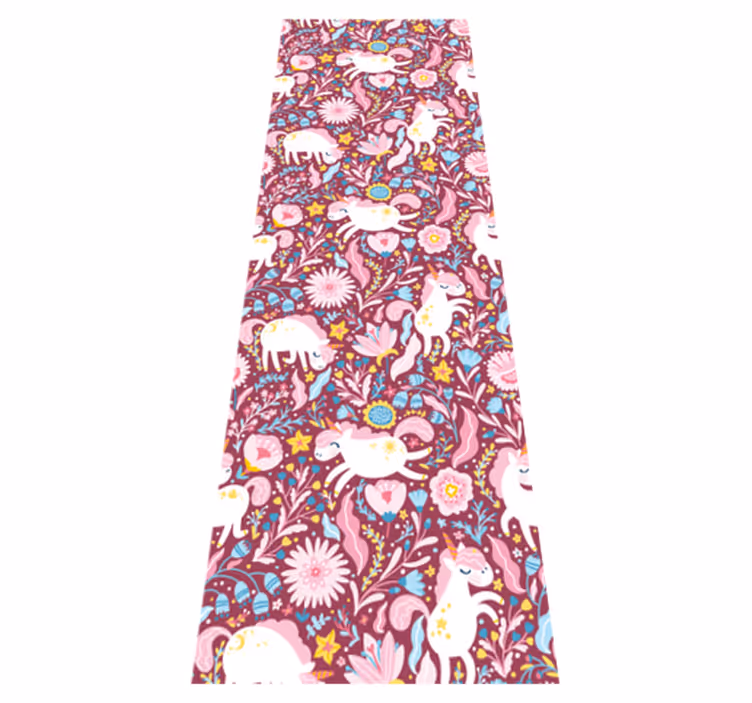 Vinyl teppich rosa mit schönem einhornmuster - TenStickers