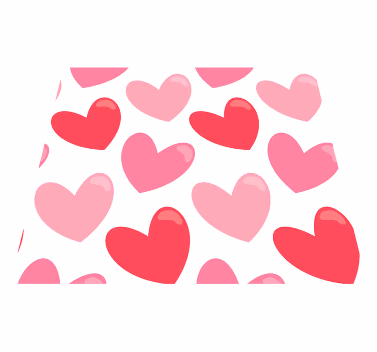 Vinyl teppich rosa mit großen herzformen - TenStickers