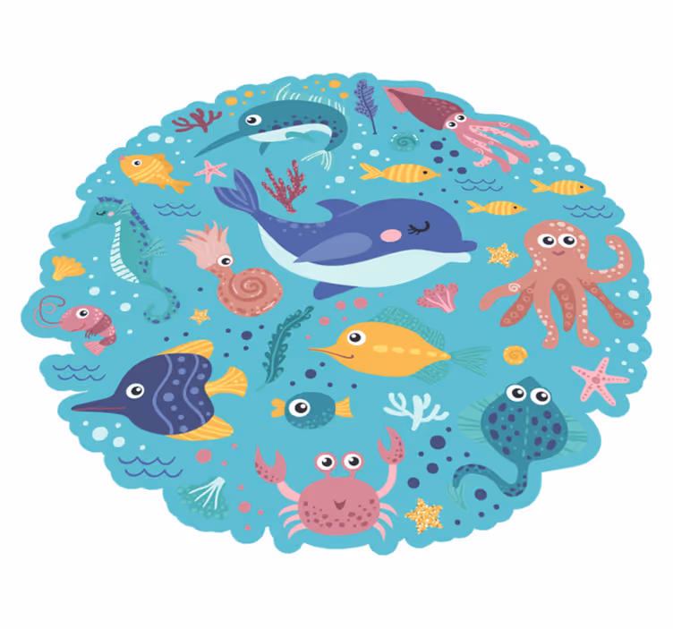 Runder fisch tier vinyl teppich - TenStickers
