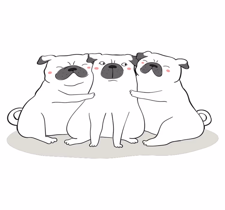 Vinyl Teppich Tiere entzückendes mops-trio - TenStickers