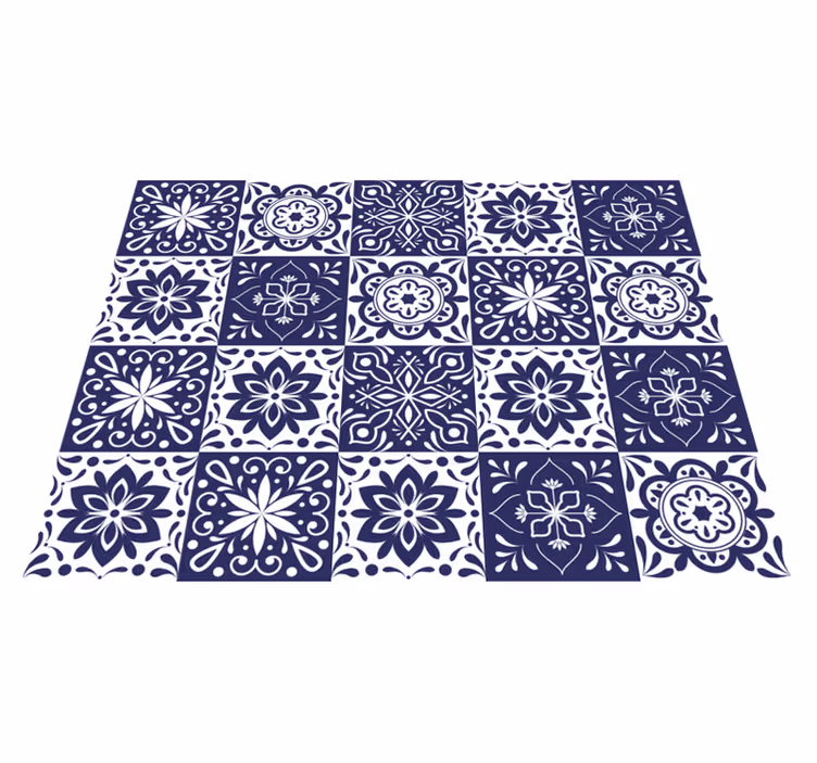 Atemberaubender floral fliesen vinyl wohnzimmer teppich - TenStickers