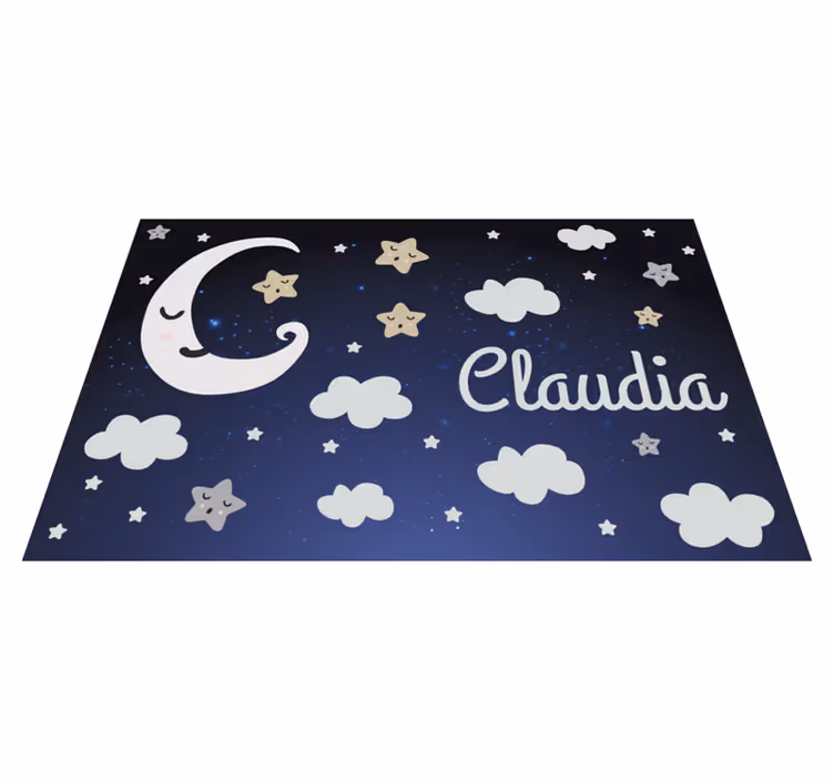 Vinyl Teppich mit Name anpassbares Sternennachtdesign - TenStickers
