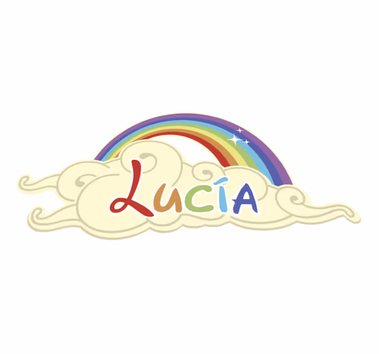 Vinylteppich Baby personalisierte Regenbogen-Wolken-Design - TenStickers