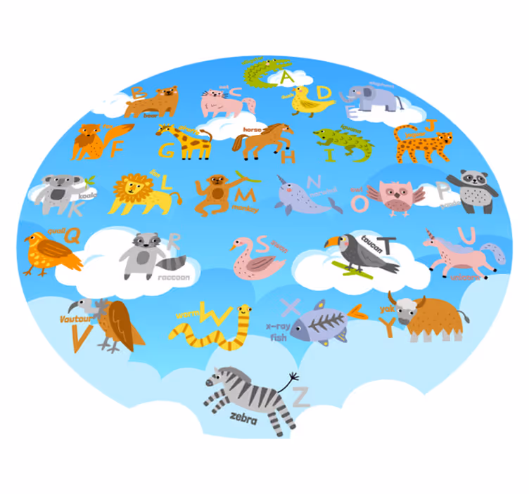 Runder englischer vinylalphabet-teppich - TenStickers