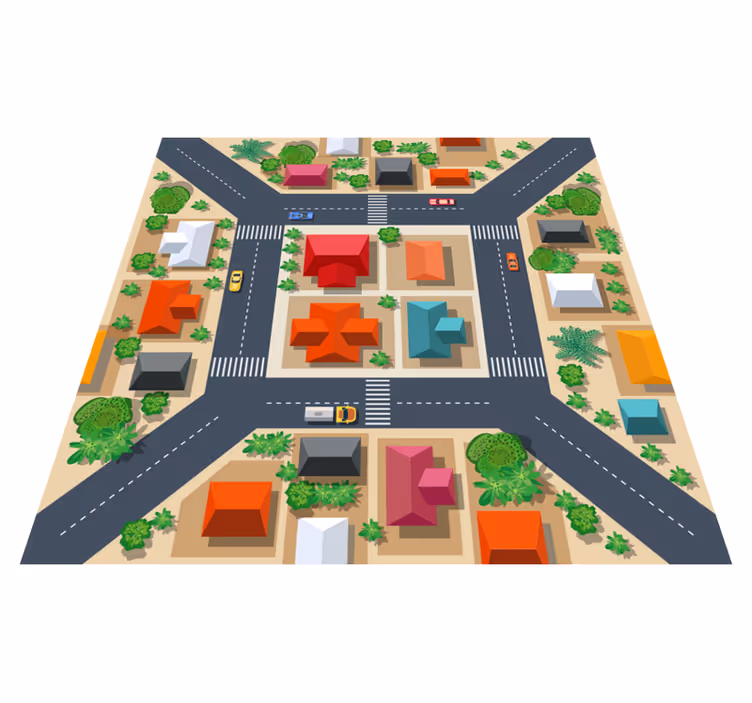 Fantastischer quadratischer kinderstraßen-vinylteppich - TenStickers