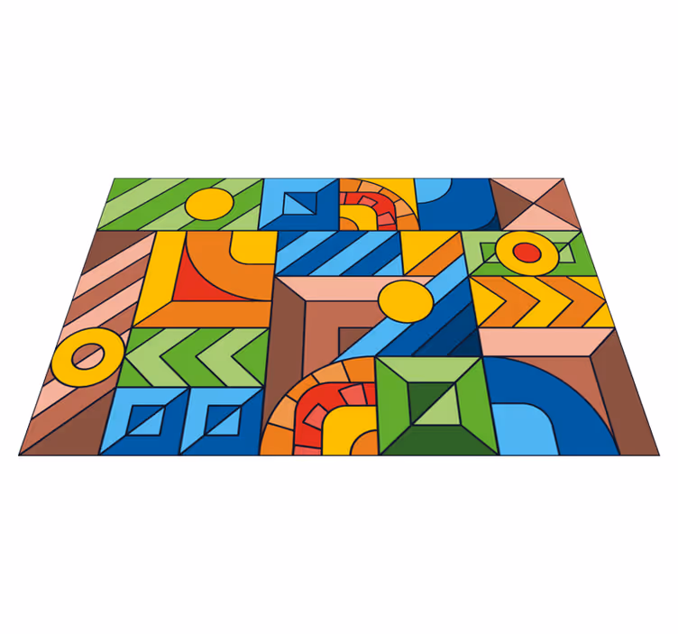 Erstaunlich farbige abstrakte mosaik vinyl teppich - TenStickers
