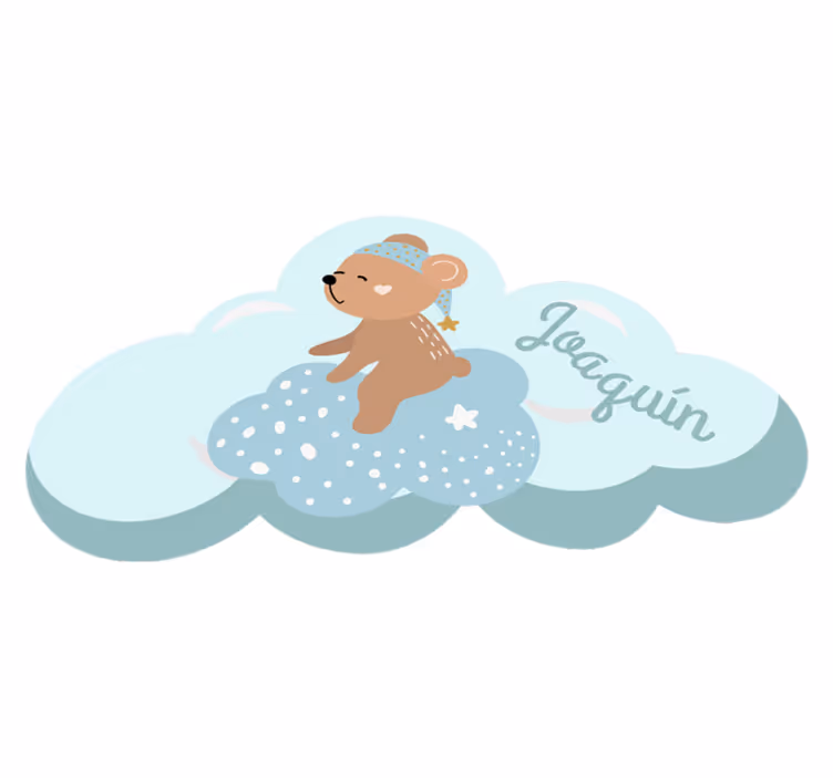 Personalisierter blauer Kinder Vinyl Teppich mit Bär - TenStickers