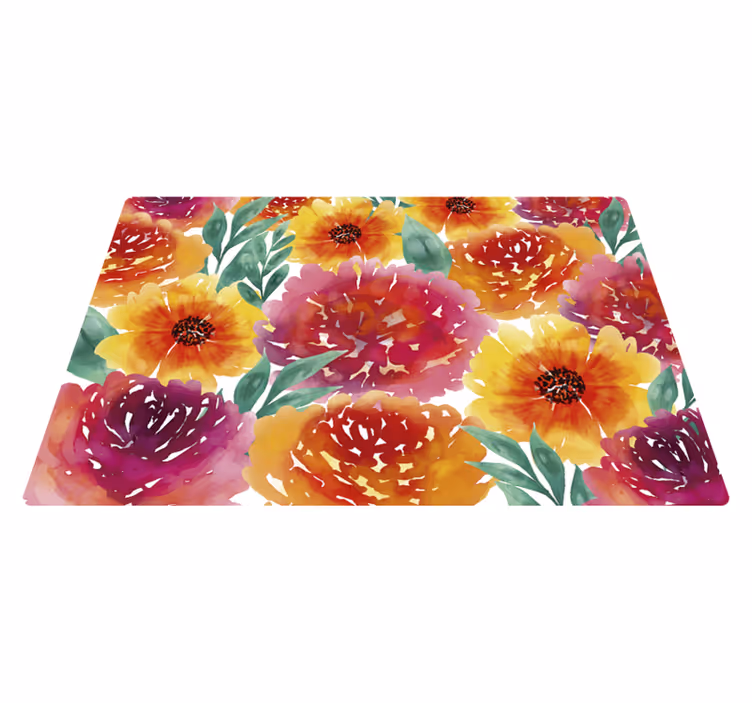 Vintage Vinyl Teppich bunte Blumen - TenStickers