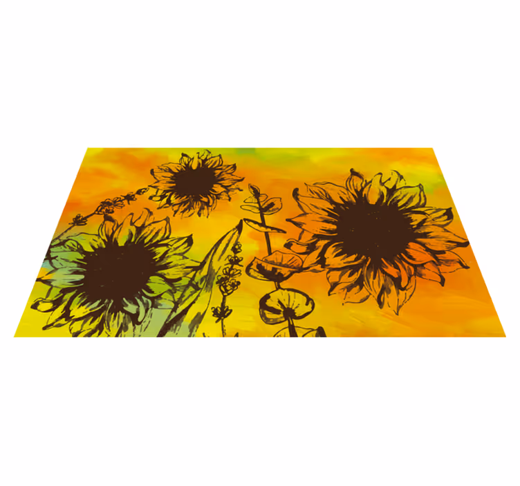 Fabelhafte bunte blume vinyl wohnzimmer teppich - TenStickers