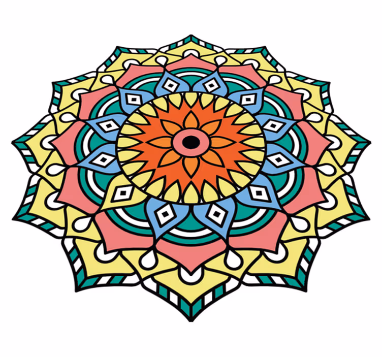 Bunter vinylteppich in mandalablumenform - TenStickers