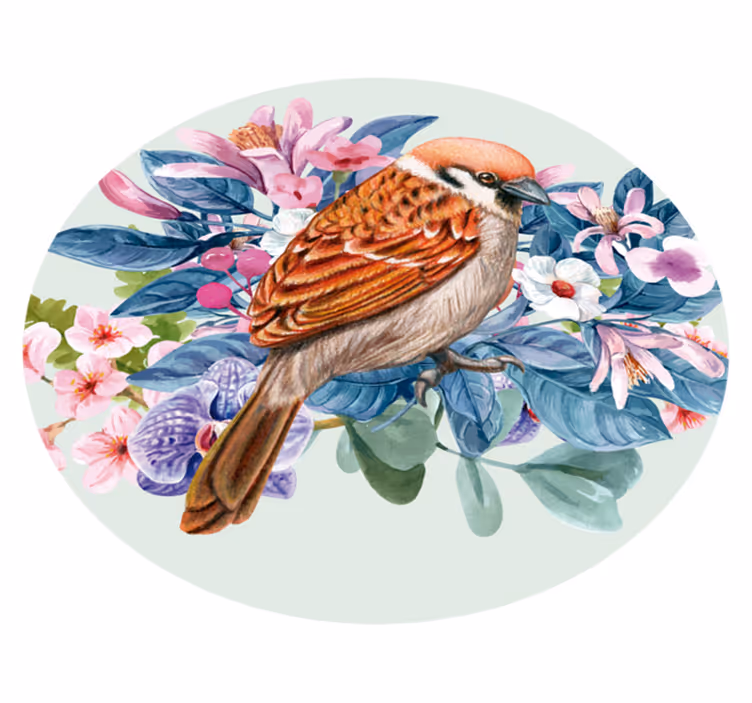 Prächtiger runder vogel vinyl teppich - TenStickers