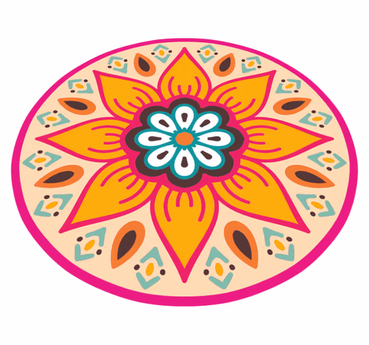Wunderschöne runde blume mandala vinyl teppich - TenStickers