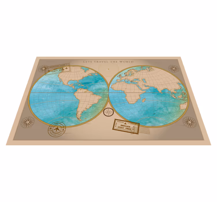 Fantastischer vintage weltkarte vinyl teppich - TenStickers
