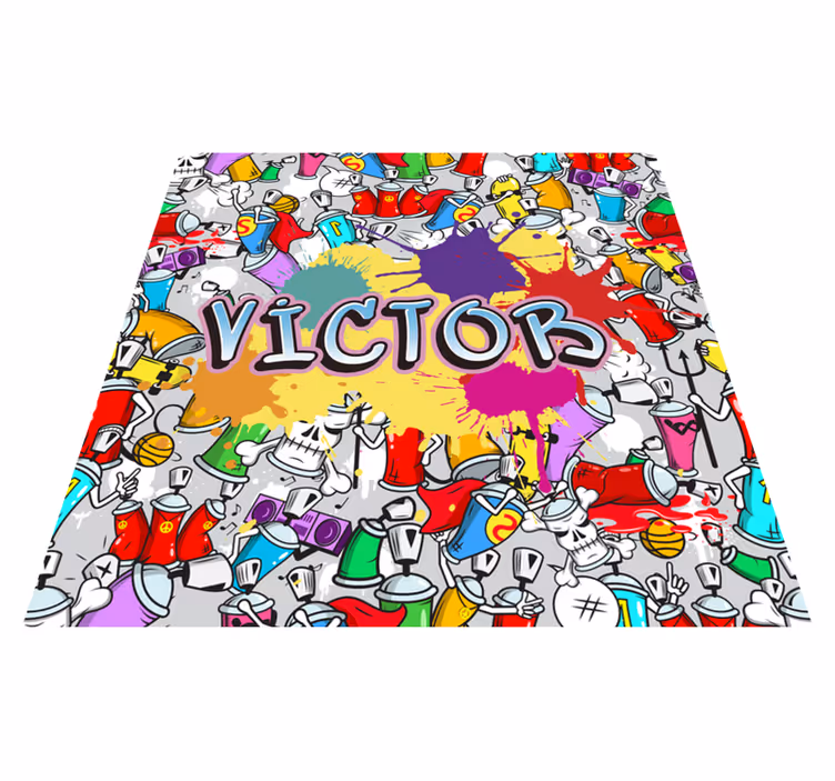 Mehrfarbiger graffiti-vinylteppich mit namen - TenStickers