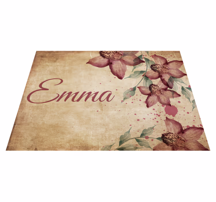 Vintage florid orchidee vinyl teppich mit namen - TenStickers