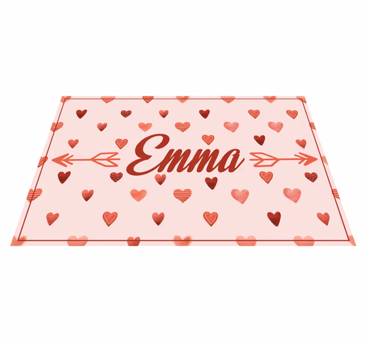 Personalisierte herzen kinder vinyl teppich mit namen - TenStickers