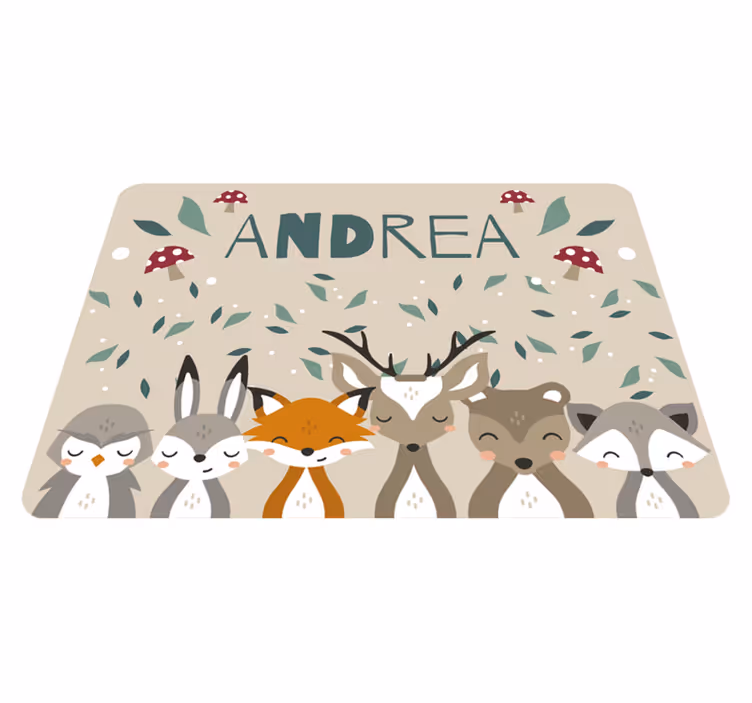 Personalisierte kleine tiere vinyl teppich mit namen - TenStickers
