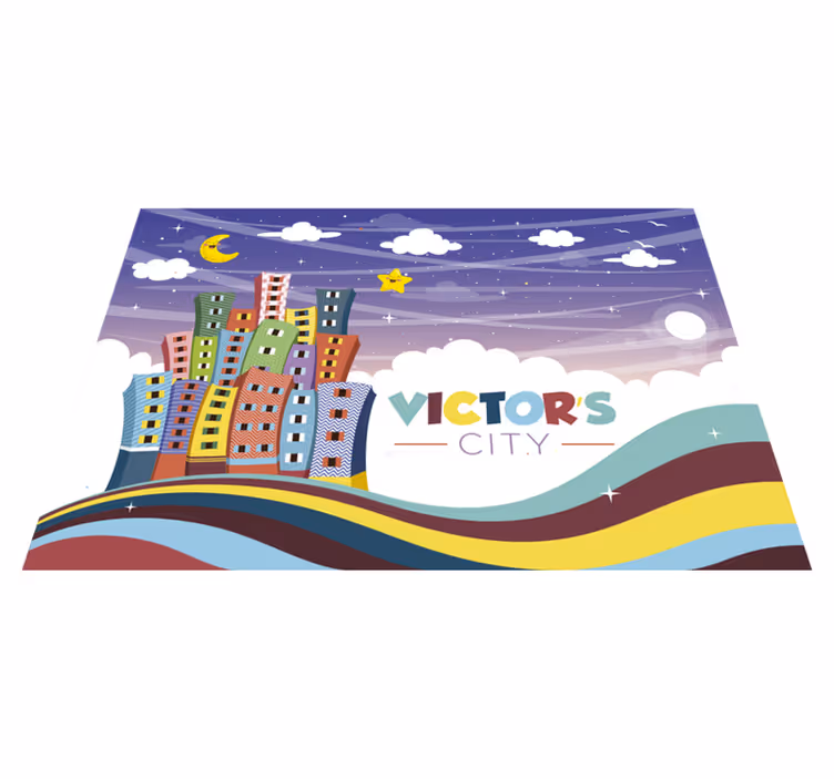 Vinyl Teppich mit Namen stadtbild regenbogen - TenStickers