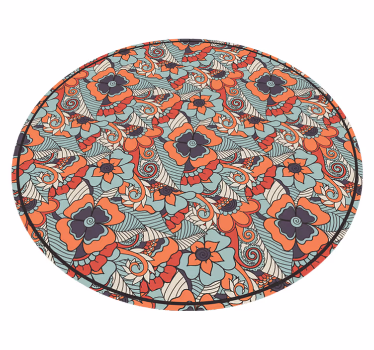 Runder blumen-paisley-vinylteppich für esszimmer - TenStickers