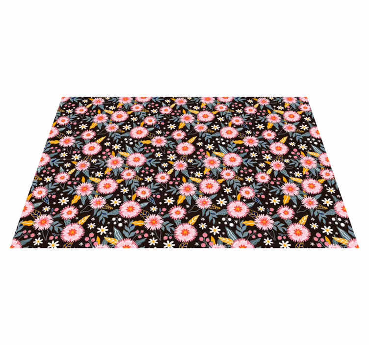 Retro Blumen Vinyl Wohnzimmer Teppich - TenStickers