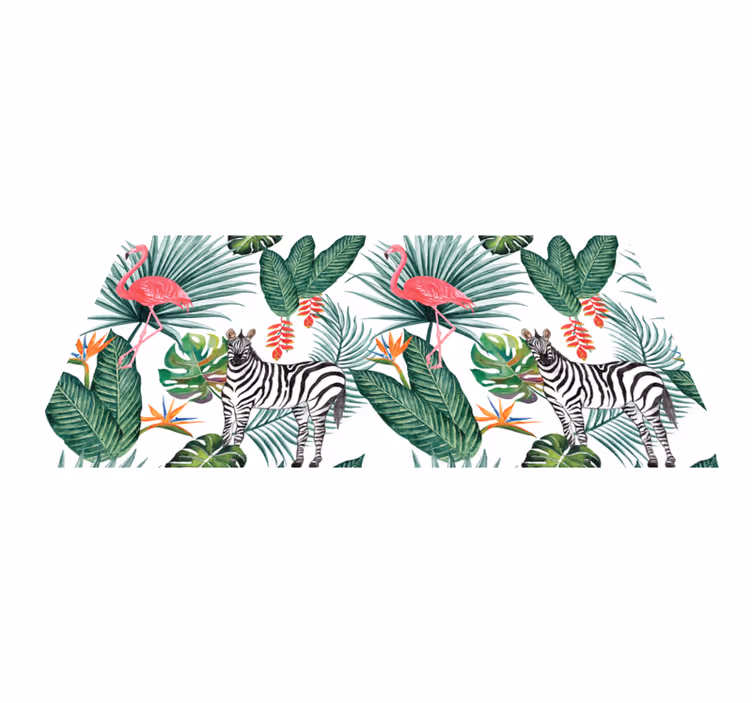 Flamingo & Zebra Tier Vinyl Teppich - TenStickers