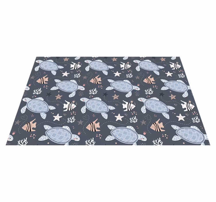 Schildkröten und Fische Meerestier Vinyl Teppich - TenStickers