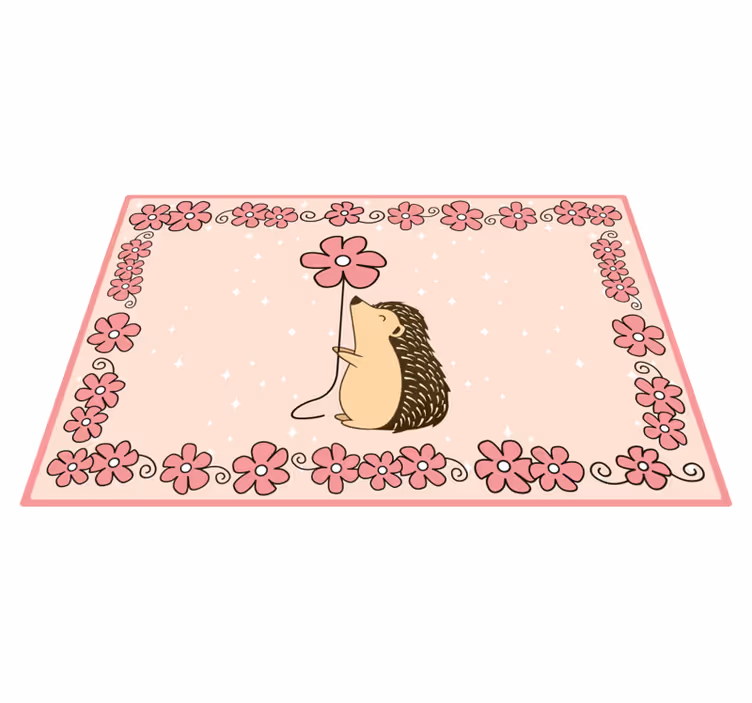 Stachelschwein und Gänseblümchen Tier Vinyl Teppich - TenStickers