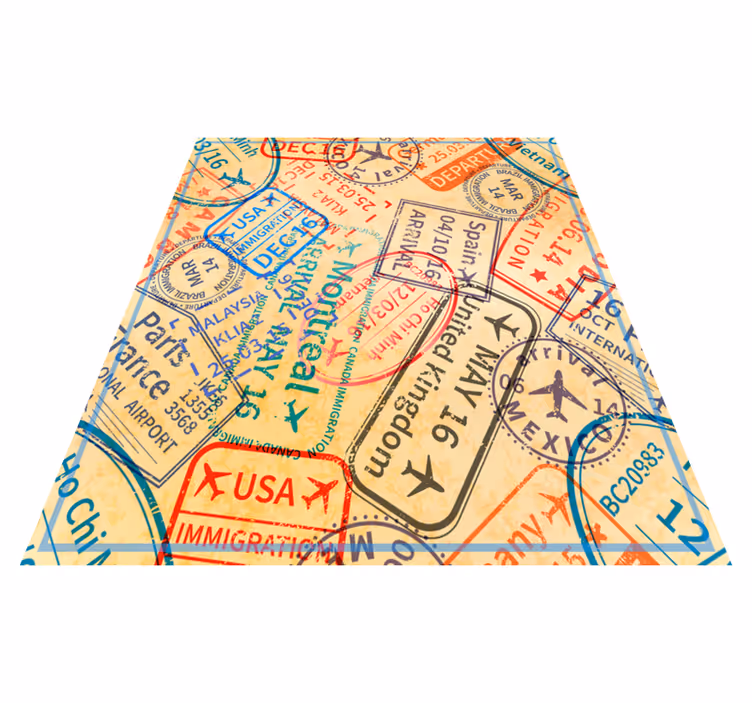 Vinyl Teppich Weltkarte reisepassstempel - TenStickers