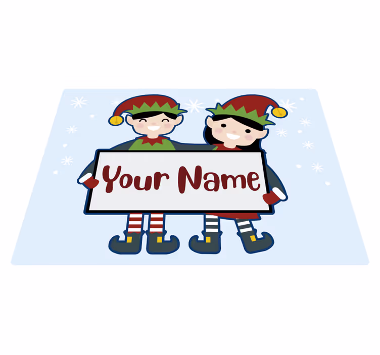 Vinylteppich mit Name Weihnachtselfen mit Namen personalisiert - TenStickers