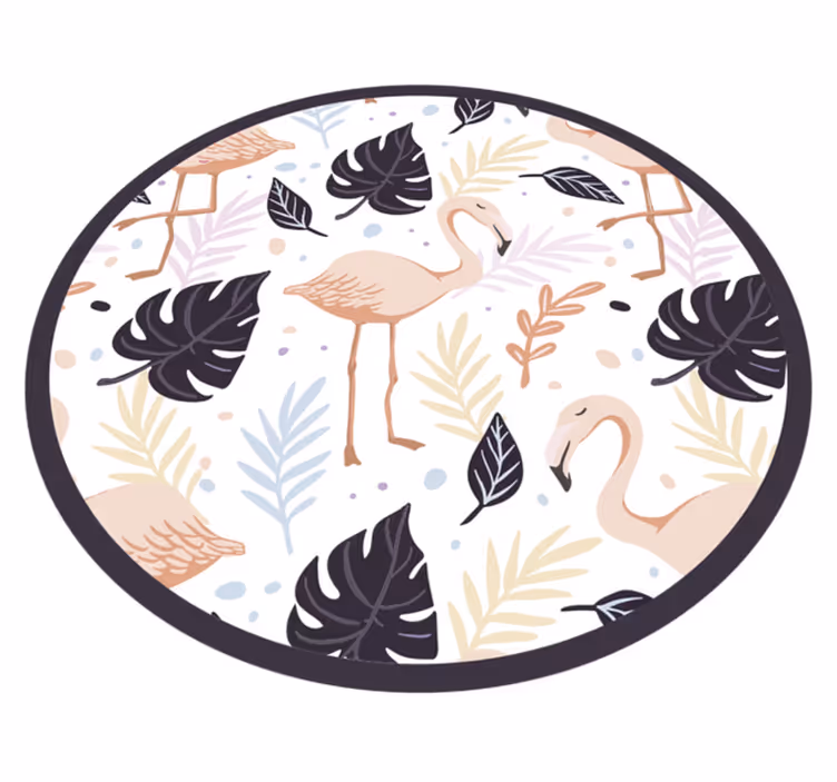 Vinyl Teppich Tiere blumenflamingokreis - TenStickers
