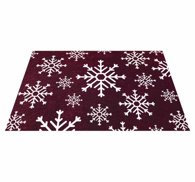 Rote und weiße schneeflocken weihnachten vinyl teppich - TenStickers