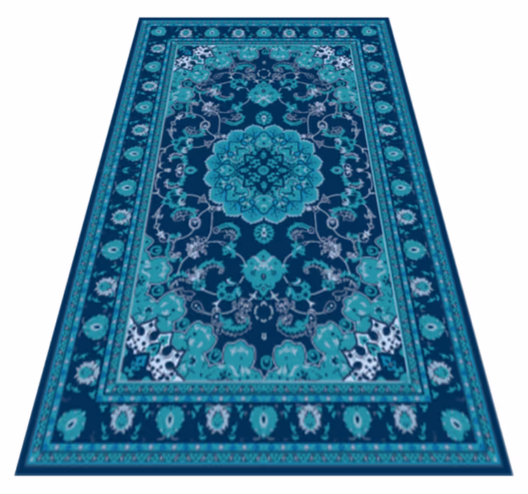 Vinyl Teppich Mandala blaugrüne mandala eleganz - TenStickers