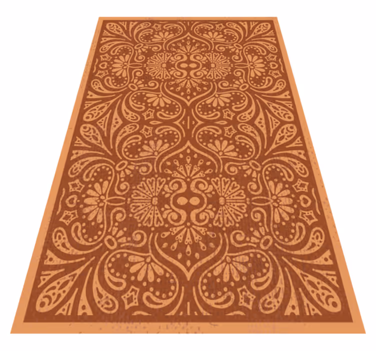 Vinylteppich Blumen Asiatische ornamente in braun - TenStickers