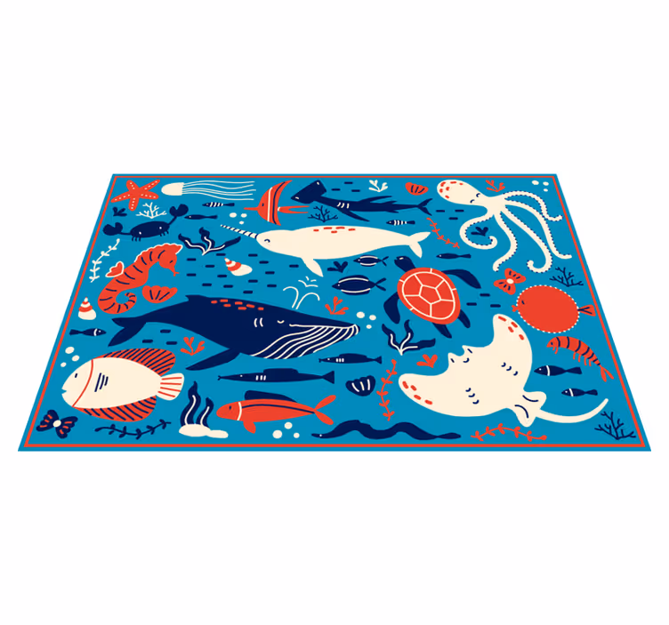 Vinylteppich Tiere Kinder vinyl teppich mit verschiedenen Fischen - TenStickers