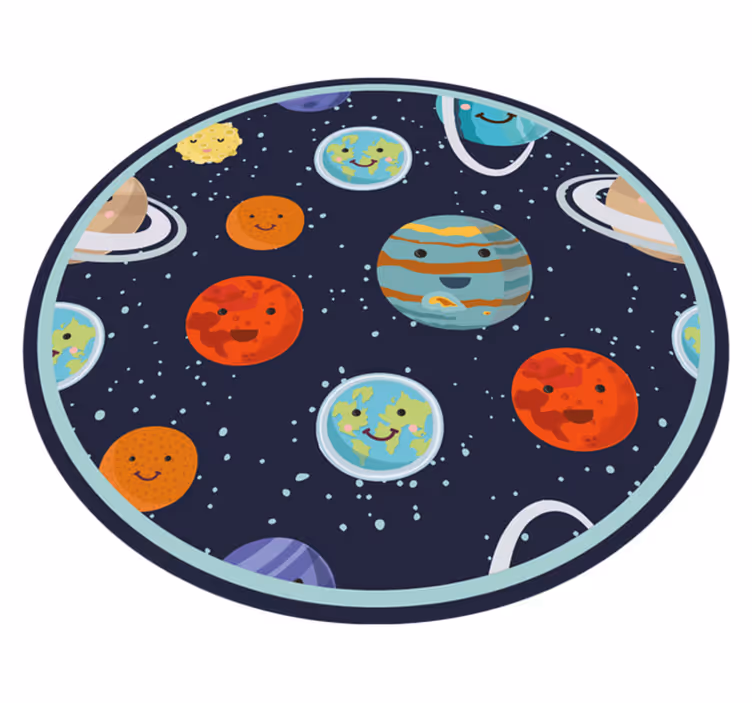 Vinylteppich kindlich Lächelnder planet sonnensystem - TenStickers