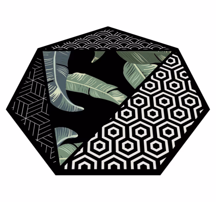 Vinylteppich geometrisch Grüne blätter und geometrisches Muster - TenStickers